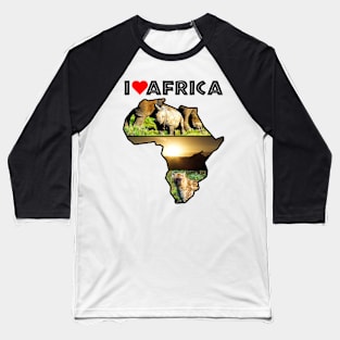 I Love Africa Wildlife Collage Map Baseball T-Shirt